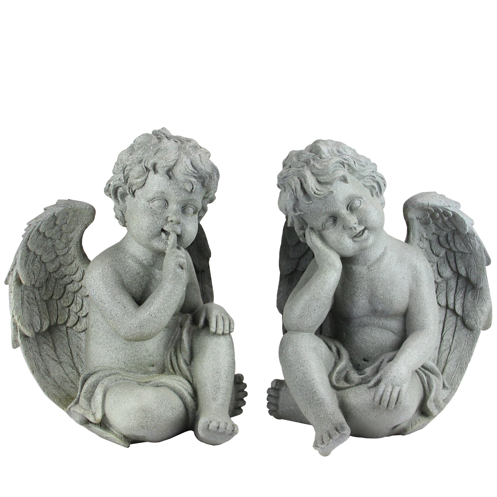 Northlight Set of 2 Sitting Cherub Angels Outdoor Patio Garden Statues