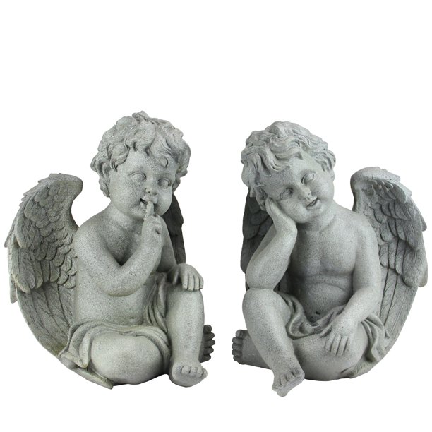 Northlight Set of 2 Sitting Cherub Angels Outdoor Patio Garden Statues
