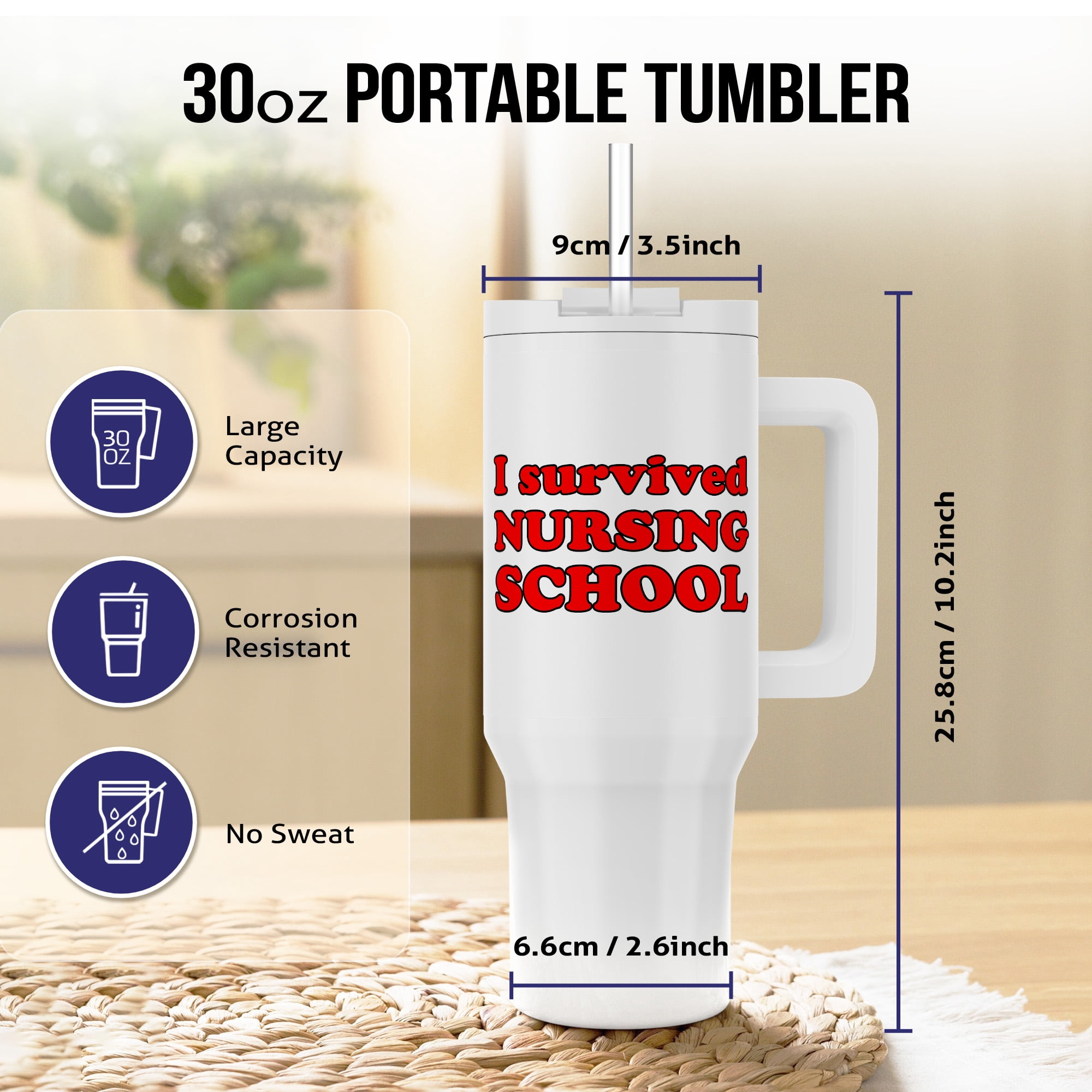 I Survived Nursing School Red, 30oz Tumbler