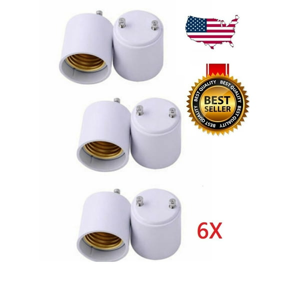 6x GU24 To E26/E27 Adapters Convert Pin Base Fixture To Standard socket