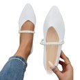 thumbnail image 6 of Willtoo Womens Knit Mesh Pointed Toe Flat Shoes Pearl Strap Mary Jane Slip On Sneakers Breathable Lightweight Casual Ballet Flats, 6 of 6