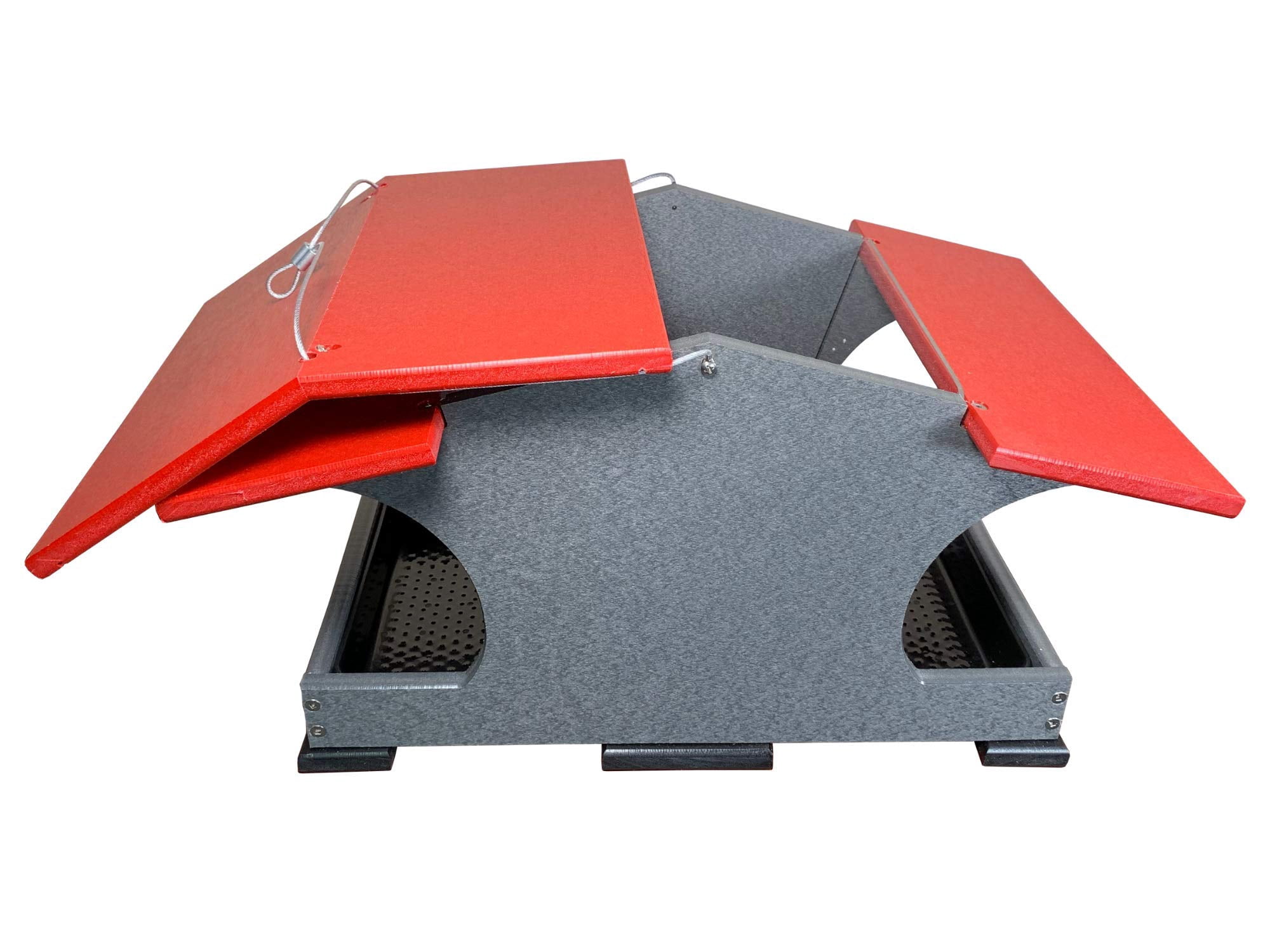 JCs Wildlife Large Poly Hopper Bird Feeder (Cardinal Red/Gray)