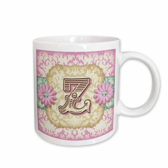 3drose, Pastel Mod Damask Monogram Initial Z, 15oz Mug