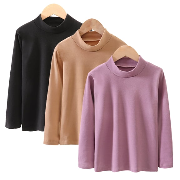 Esaierr Kids Girls Fleece Tops T Shirts Toddler Long Sleeve T Shirts Solid Solid Colour Top Shirts for 3-14Y