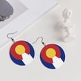 thumbnail image 5 of Leather Dangle Round Earrings For Women Colorado Flag Circle Earrings Drop Jewelry, 5 of 6