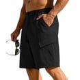 thumbnail image 6 of Cargo Shorts for Men Summer Casual Elastic Waist Straight Leg Knee Length Hiking Work Shorts with Pockets, 6 of 8