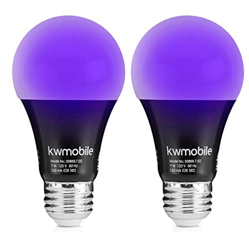 - 7W LED Ultraviolet Blacklight UV Bulb Black Base kwmobile Black Light Bulbs E26 Pack of 4 Glow in The Dark Ultra Violet Neon Party Lights