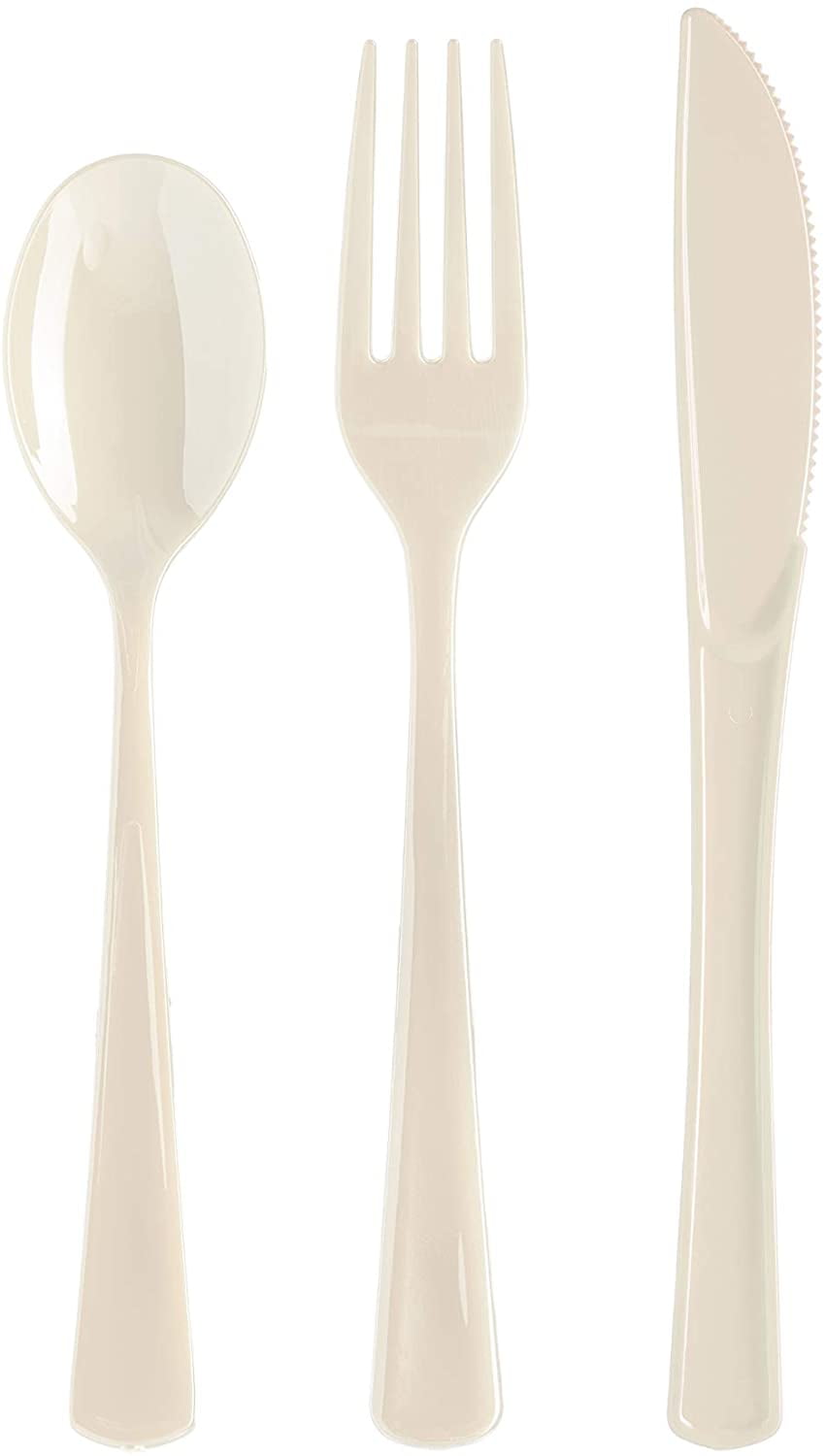Knives/Forks/Spoons Party Essentials Hard Plastic Cutlery Combo Pack 32 Place Setting-Count Assorted Neon 