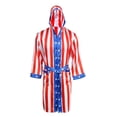 thumbnail image 3 of AMNPOLEN Adult Men Satin American Flag Boxing Costume Robe Cloak With Hood, 3 of 4