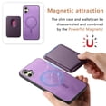 thumbnail image 3 of Allytech 2 in 1 Detachable Wallet Case for Samsung Galaxy A05, [Thin & Light] [Compatible with MagSafe] Luxury PU Leather Card Holder Soft Bumper Shockproof Anti-Scratch Magnetic Case, Purple, 3 of 11