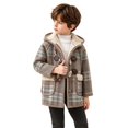 thumbnail image 5 of Ruyang Toddler Boys Plaid Hooded Coat Button Long Sleeve Jacket Sherpa Lined Warm Mid Length Overcoat Kids Winter Outerwear, 5 of 6