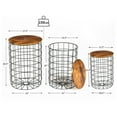 thumbnail image 2 of Exlonjet Nesting End Table with Storage, Side Tables Wire Basket Table with Lid 3 Set, Round End Table with Removeable Top and Steel Frame for Living Room, Bedroom, Office, Rustic, 2 of 7
