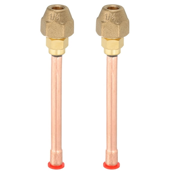 Uxcell 1/4" SAE 45 Degree Brass Pipe Fitting, 2 Pcs Flare Connector Male Thread Adapter with Brass Nut and Copper Tube for Air Conditioner HVAC Refrigeration System