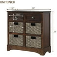 thumbnail image 2 of Storage Cabinet with 2 Drawers and 4 Classic Rattan Storage Baskets, Rustic Style Console Tables & Sideboards for Living Room & Dining Room, 28" L x 11.8" W x 28" H Espresso, 2 of 8