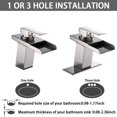 thumbnail image 4 of AVSIILE Grifo para fregadero de baño LED, cascada cromada, mango único, grifos de tocador para fregaderos, 1 orificio con desagüe emergente de metal y 2 líneas de suministro de agua, boquilla de acero, 4 of 7