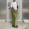thumbnail image 2 of Baqcunre Wrap Dress Women's Spring/Summer New Satin Ice Silk Solid Color Casual Skirt Skirts for Women Maxi Skirts for Women Long Skirts for Women Green XL(Hot), 2 of 4