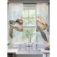 thumbnail image 2 of Ocean Turtle Sheer Curtains 63 Inch Long 2 Panels, Coral Fish Vintage Light Filtering Rod Pocket Curtains, Sheer Voile Drapes for Living Room Bedroom, 52"x63", 2 of 8