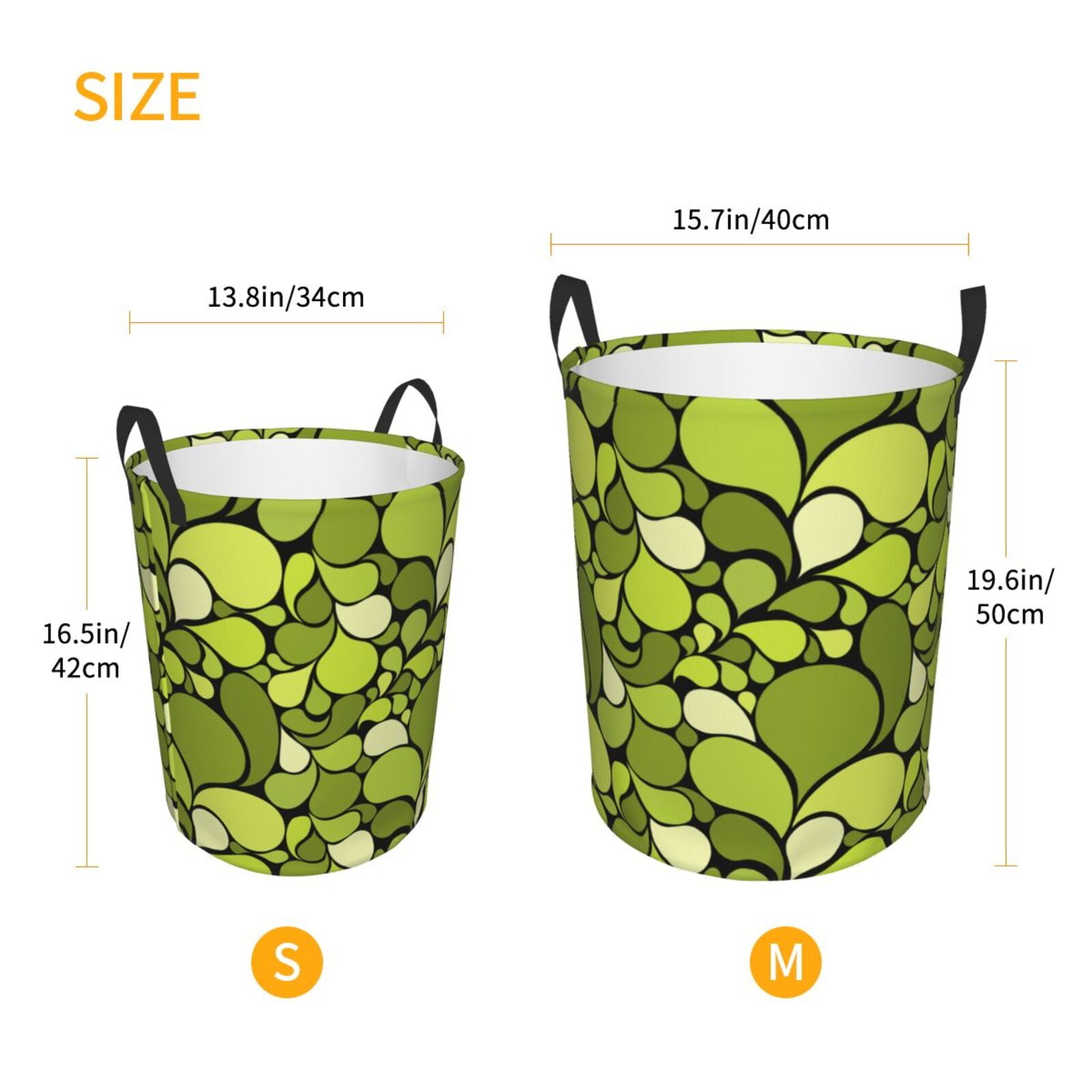 Large Laundry Basket with Handles - Green abstract pattern Kids Baby Dirty Clothes Laundry Hamper for Bedroom Aesthetic