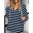 thumbnail image 6 of SHIBEVER Womens Hoodies Sweatshirts Striped Color Block Hooded Pullover V Neck Long Sleeve Shirts for Women Tops Loose Casual Lightweight Tunic Tops Fall Clothing, 6 of 7