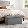 thumbnail image 7 of FDW 30 Inches Folding Storage Ottoman Bench, End of Bed Foot Rest Stools Ottoman Storage Chest, Holds up to 660 lb, for Entryway, Living Room, Bedroom, Gray, 7 of 7