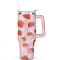 thumbnail image 2 of Strawberry1 40 Oz Tumbler with Handle Lid and Straw, Stainless Steel Double Walled Vacuum Insulated Cup, Cute Anniversary Wedding Birthday Gifts Tumbler for Women Men Friends Outdoor Indoor, 2 of 7