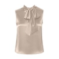 thumbnail image 4 of cocolona Summer Womens Satin Tank Tops Sleeveless Bow Tie Neck Blouses Dressy Casual Work Shirts, 4 of 7