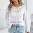 thumbnail image 7 of Riecok Womens Cover Up Long Sleeve Crewneck Hollow out Lightweight Swimsuit Cover Ups Summer Vacation Tops, 7 of 7