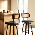 thumbnail image 5 of Ktaxon Mid-Century Modern Bar Stools Set of 2, Swivel Barstools 26" Counter Height with Padded Seat, Footrest & Backrest, Breakfast Kitchen Stools for Dining Room, Cafe, Bar Counter, Black, 5 of 7