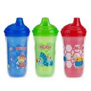 Nuby 3 Piece Insulated No Spill Easy Sip Cup with Vari-Flo Valve Hard Spout, Boy, 9 Oz