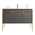 thumbnail image 2 of Fine Fixtures Oakville 48 in. W x 18 in. D x 33 in. H Bathroom Vanity in Black Coal Oak with White Ceramic Sink - Satin Brass hardware, 2 of 7