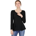 thumbnail image 1 of AllegK CamiBásiDe ManLarCon Cuello Redondo Y Peplum Informal PaMujer Negro 3XL, 1 of 6