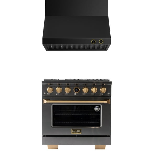 Dual Fuel Range  Propane Gas in Titanium Stainless Steel  Wall Mount Range Hood