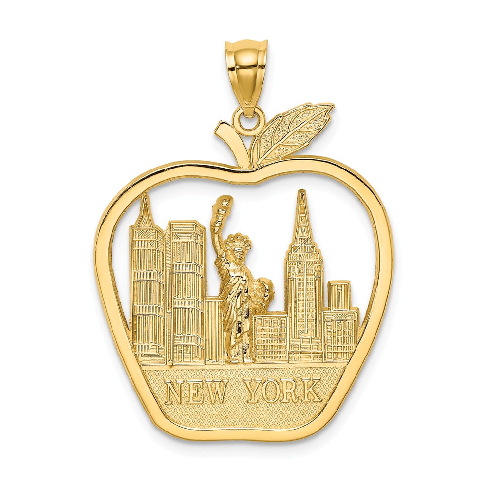 Diamond2Deal 14k Yellow Gold New York Skyline in Apple Pendant