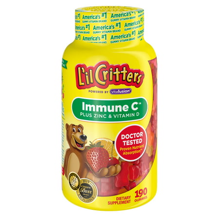 L'il Critters Kids Immune Vitamin C Plus Zinc and Vitamin D, 190 Count Gummies (packaging may