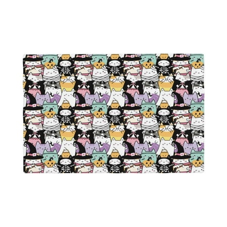 

Placemats Set of 4 Halloween Decoration Cartoon Cat Heat Resistant Non - Slip Place mats Waterproof table mat for Kitchen Dining-4片装