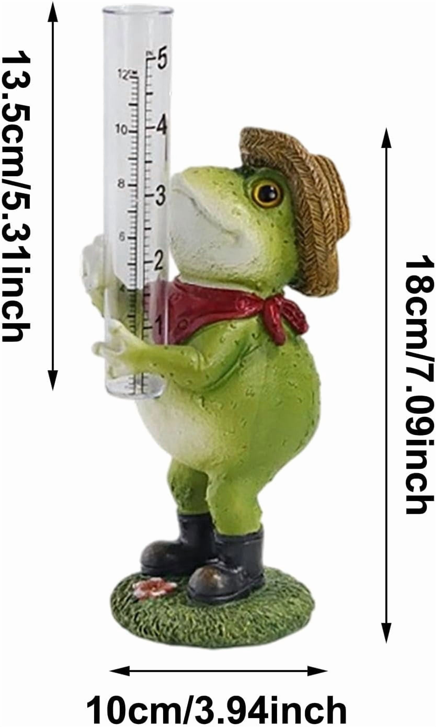 Cute Resin Frog Rain Gauge - 5 Inch Glass Tube Rain Measurement Gauge - Waterproof Outdoor Decorative Animal Statue for Garden, Yard & Patio (k)