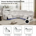 thumbnail image 5 of Othniel Power Reclining Sectional Couch with Bass Speaker Ambient Light USB Port,Cup Holder White, 5 of 8