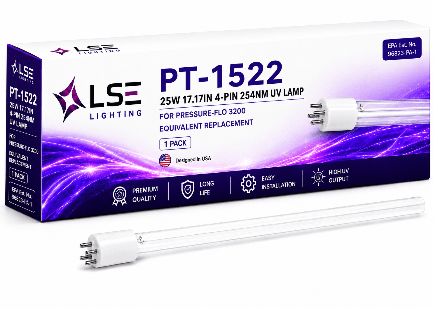 Sylvania 40W Fluorescent Tube, F40/Gro/Aq/Ws/Rp, 48 Inches T12