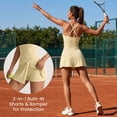 thumbnail image 4 of KIMERSE Women's Sleeveless Stretchy Tennis Dress, Bodycon Athletic Workout Dress for Yoga Sports, Yellow, L, 4 of 9