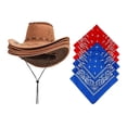 thumbnail image 1 of Paquete de 6 sombreros de vaquero occidental sombrero de protección solar para espectáculo de escenario de viaje, 1 of 8
