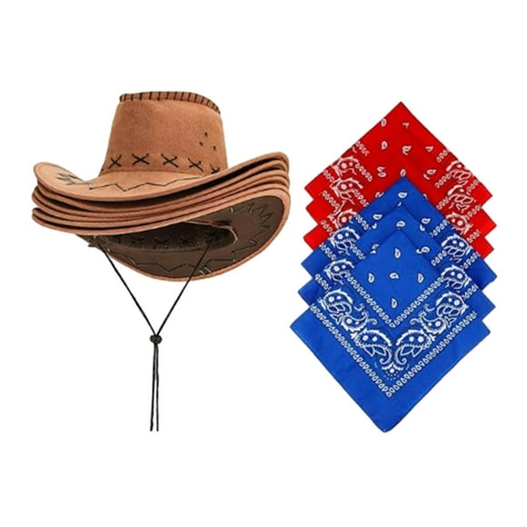 Paquete de 6 sombreros de vaquero occidental sombrero de protección solar para espectáculo de escenario de viaje
