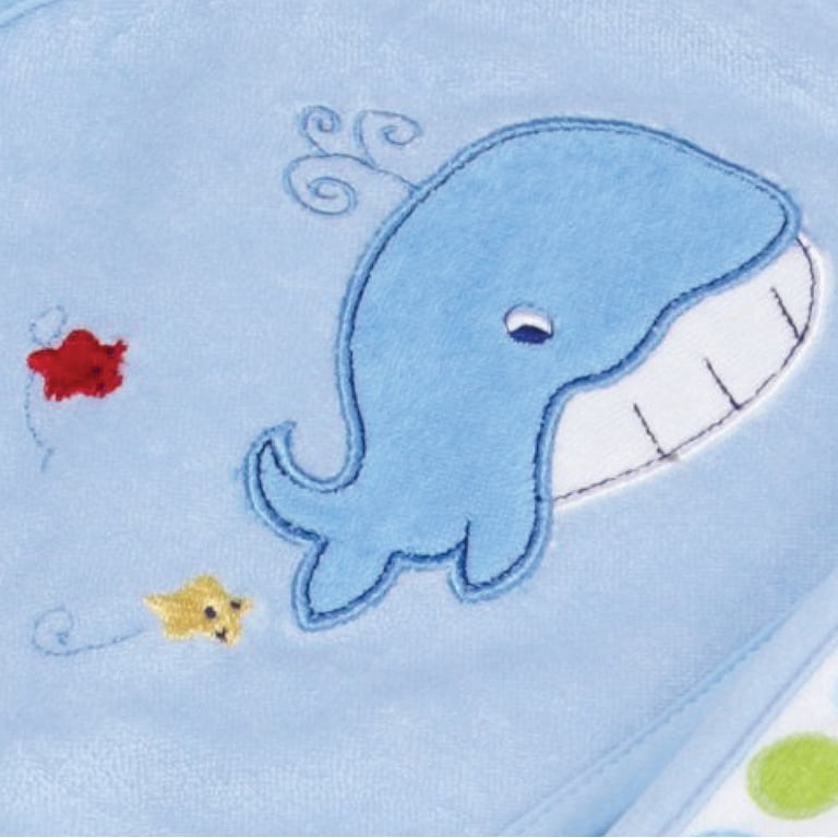 Spasilk Hooded Baby Towel Set, 3-Pack Blue Whale photo 3