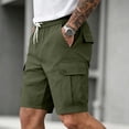 thumbnail image 5 of TKKCS Mens Relaxed Fit Cargo Shorts- Elastic Wasit Drawstring Casual Breathable Outdoor Lightweight Hiking Shorts With Multi Pockets Army Green Size XL, 5 of 7