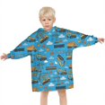 thumbnail image 3 of Cartoon Construction Vehicles Cranes Blanket Hoodies for Kids 6-13YR Oversize Wearable Blanket Hoodies for Boys Girls Teens, 3 of 7