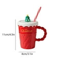 thumbnail image 3 of Christmas Tree Ceramic Mug with Lid & Straw | Festive Holiday Sweater Design | Couples Gift Set for Christmas | 11oz Ceramic Cup with Spill-Proof Lid, 3 of 6