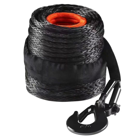 3/8" x 100ft Synthetic Winch Rope with Hook & Sleeve, 26.5k lb Capacity for Trucks, Jeeps, Off-Road & SUV Recovery