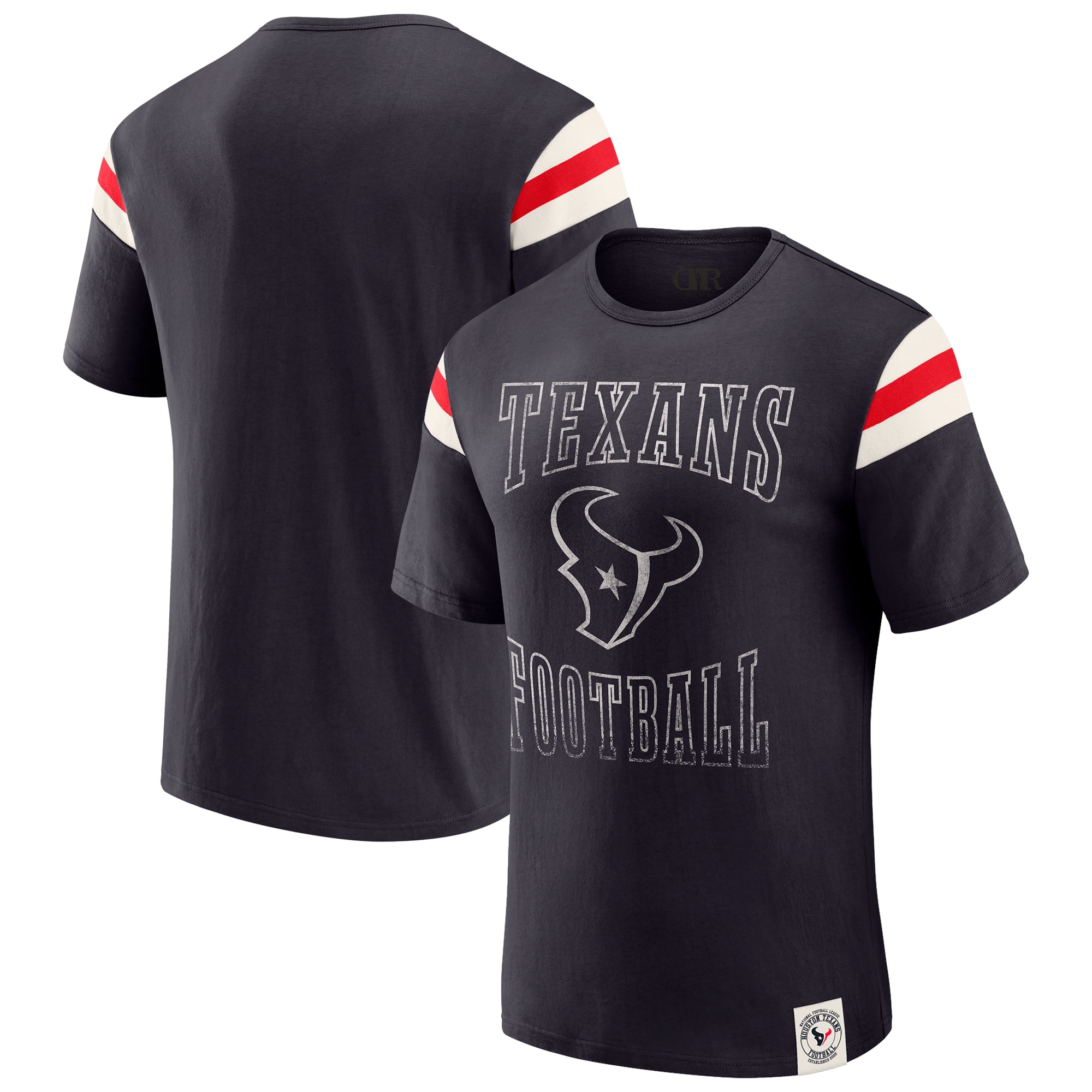 Men's Darius Rucker Collection by Fanatics Navy Houston Texans Football Stripe Sleeve T-Shirt