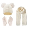 thumbnail image 2 of BXJX Girls Beanie Scarf Gloves Winter Sets, Warm Knitted Outdoor 3 Pack Winter Warm Accessories White Size 3-12 T, 2 of 5