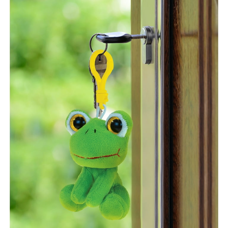 Puzzled Frog 6-Inch Soft Stuffed Plush Big-Eye Backpack Clip