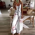 thumbnail image 2 of SMihono Clearance Women's Summer Sleeveless Spaghetti Strap V-Neck Floral Printed Loose Long Maxi Dress White 12, 2 of 5